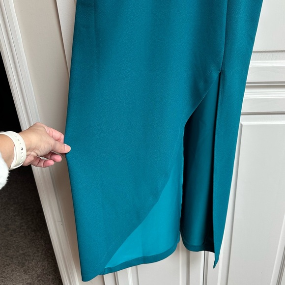 Abercrombie & Fitch Stretch Crepe Midi Dress in Teal Size Large - Picture 8 of 14
